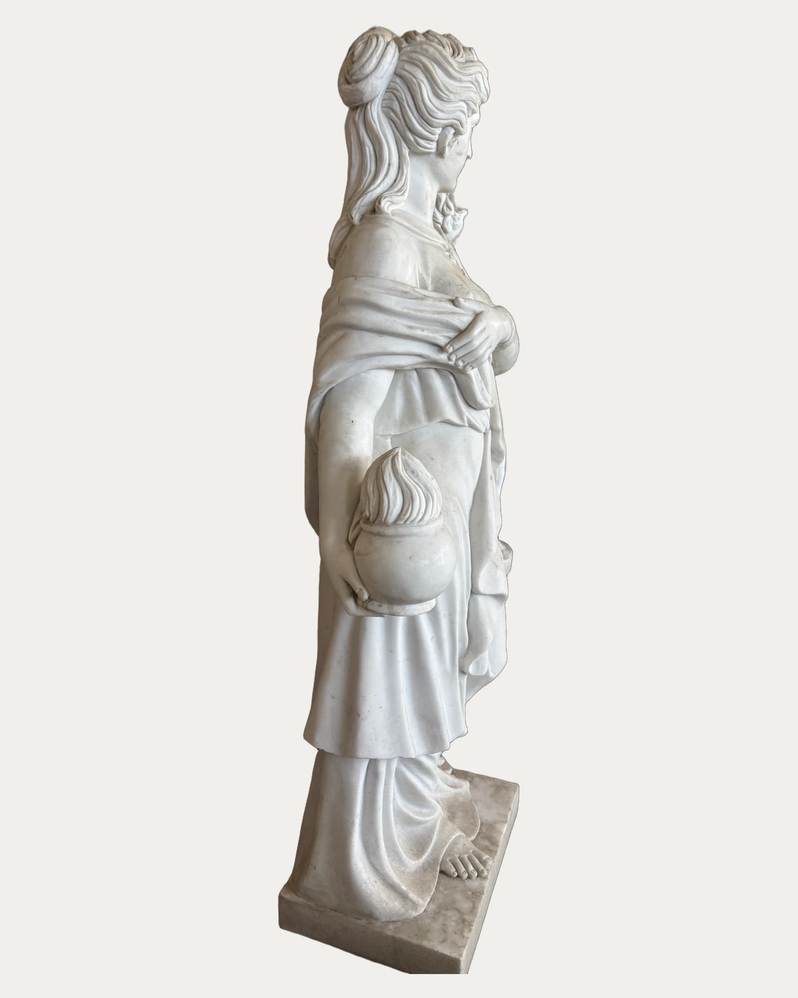 Draped Woman with Small Vessel Statue, side view