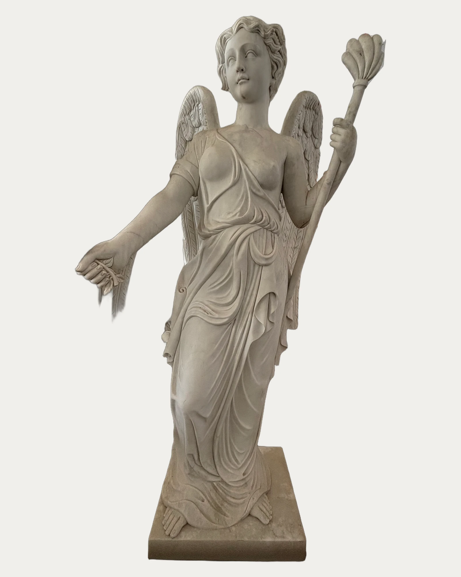 Standing Angel with Torch and Roses Statue, front view