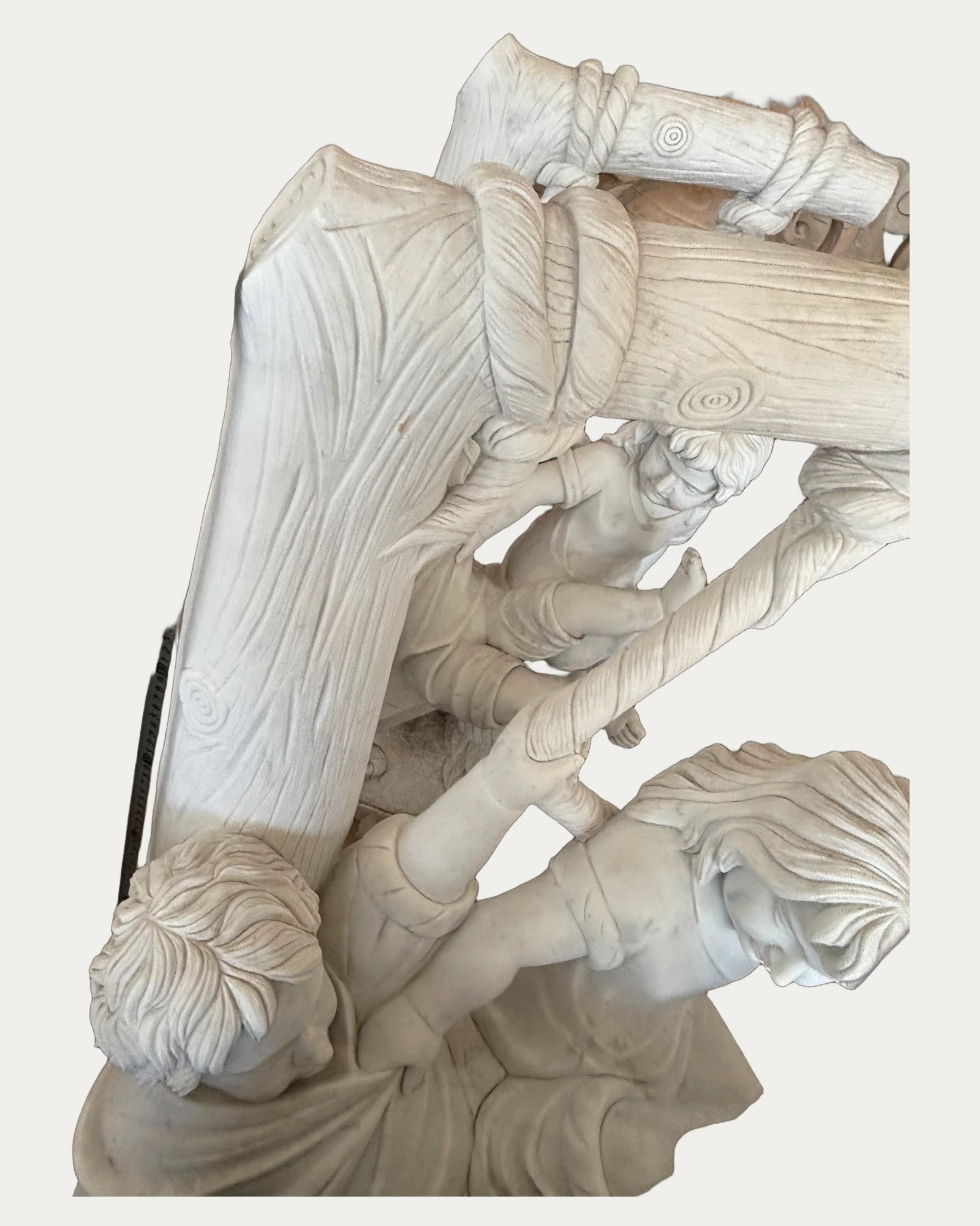 Children on a Swing Sculpture, carving and surface detail 4