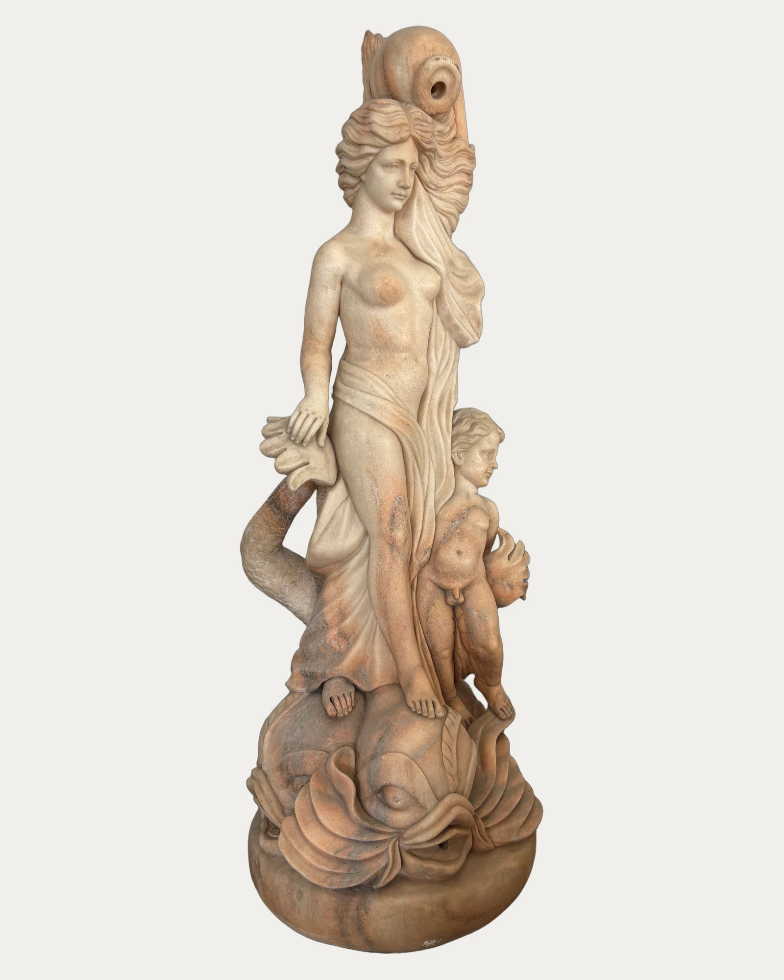 Woman and Child with Fish Sculpture, front view