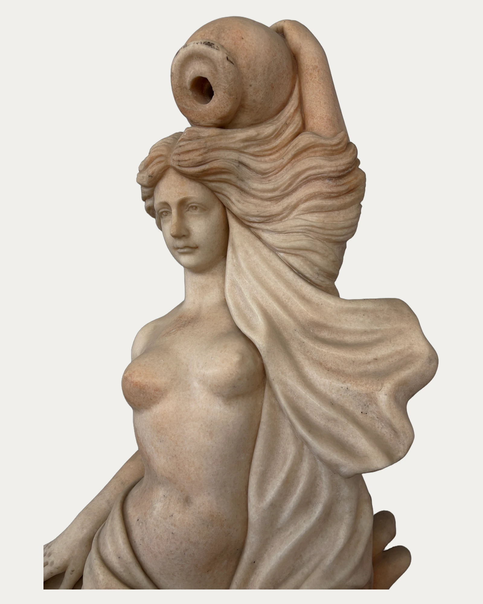 Woman and Child with Fish Sculpture, carving and surface detail 2