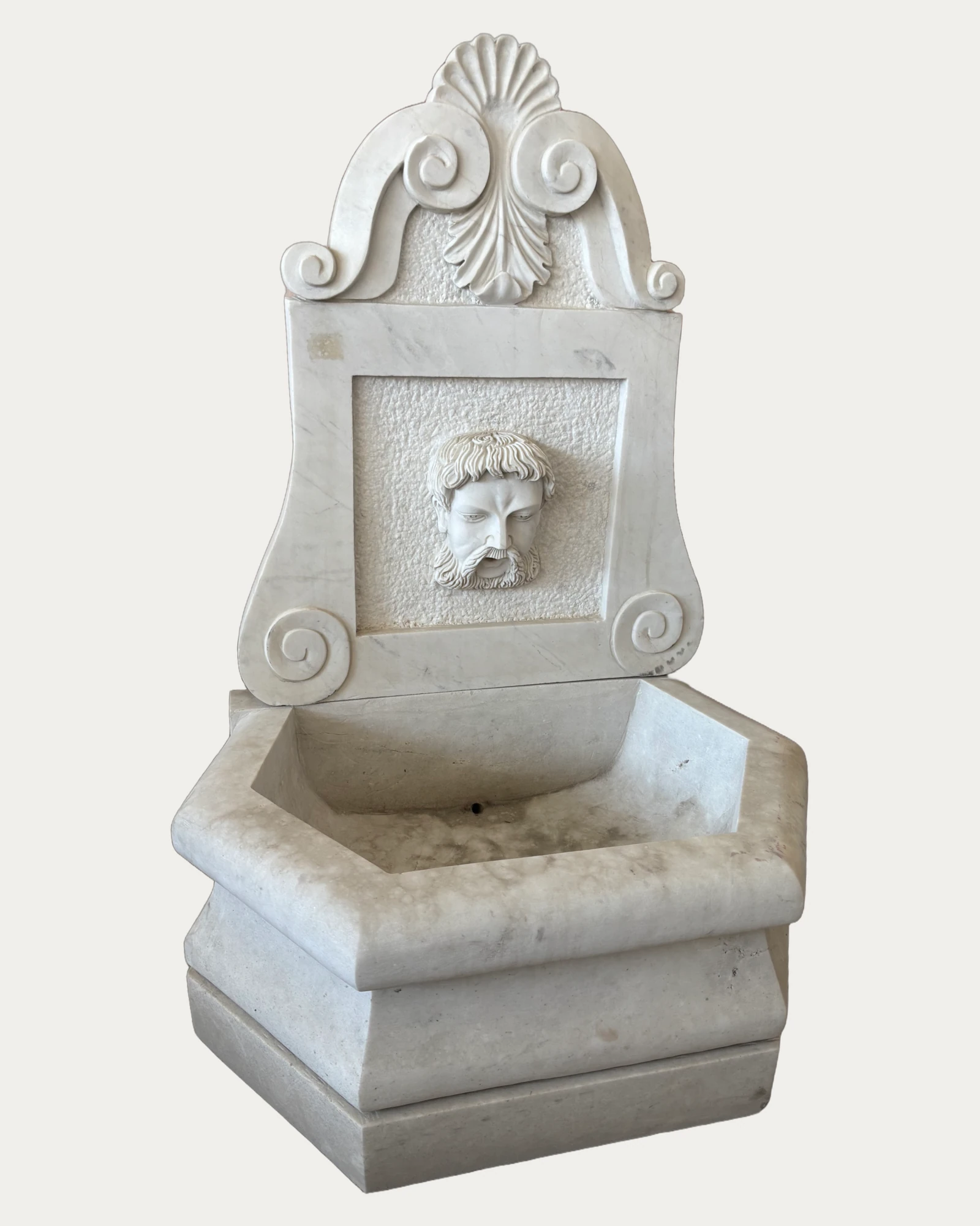 Classical Face Relief Wall Fountain, front view