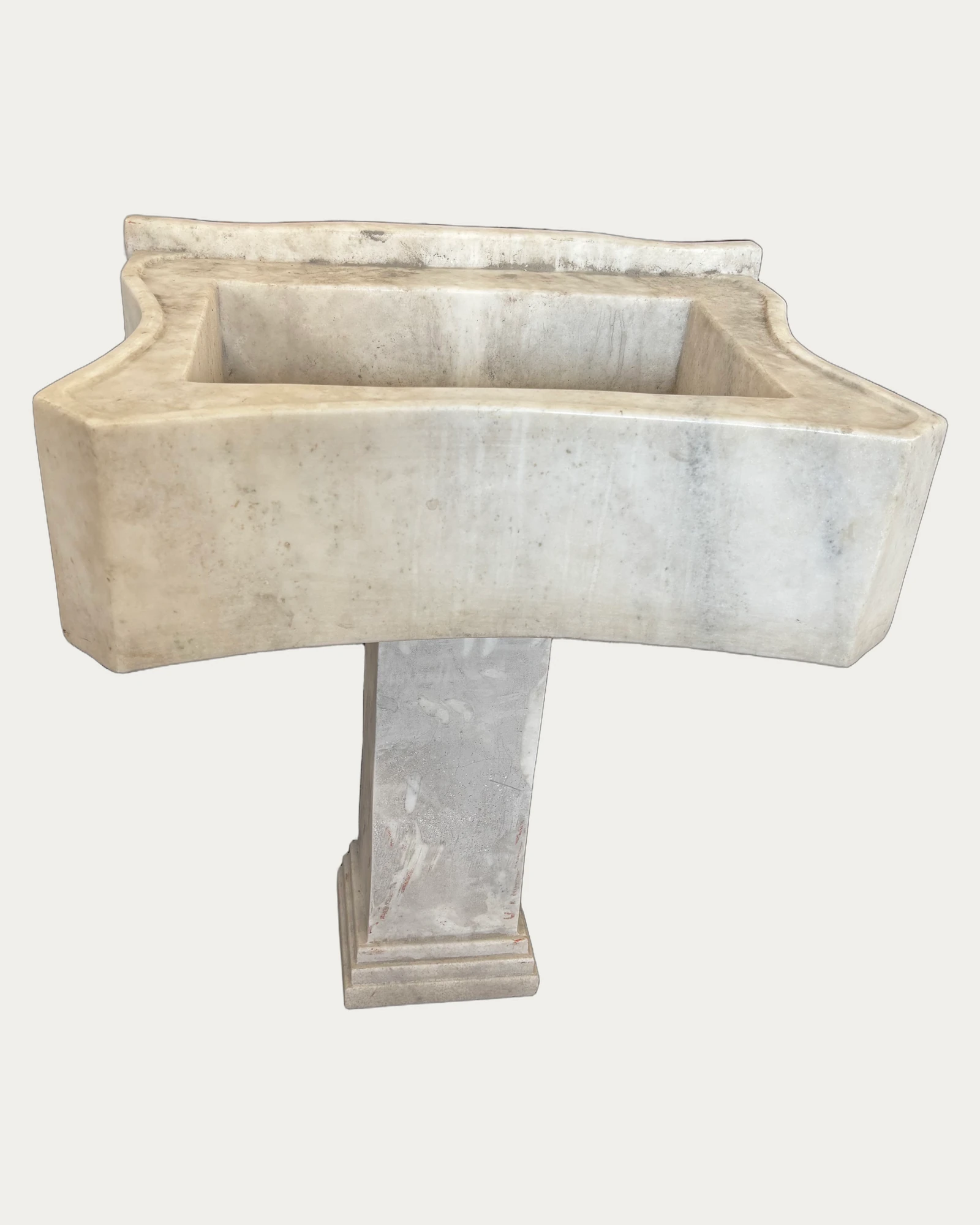 Rectangular Pedestal Stone Basin, front view