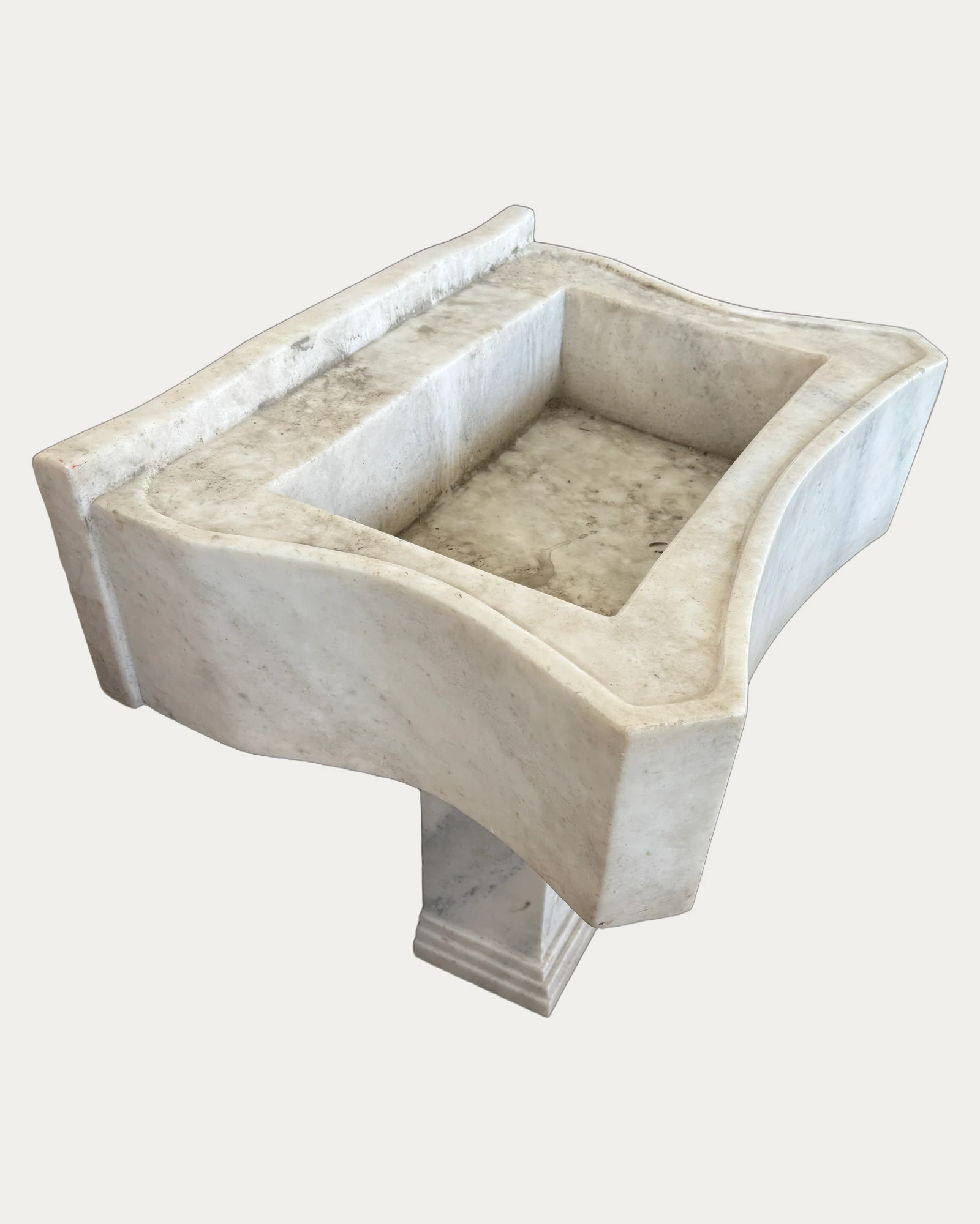 Rectangular Pedestal Stone Basin, side view