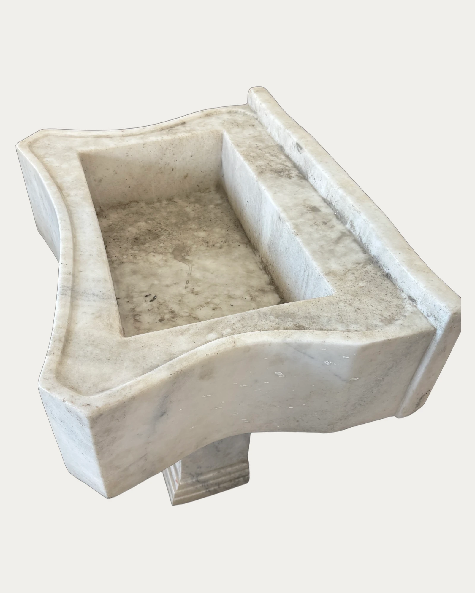 Rectangular Pedestal Stone Basin, side view