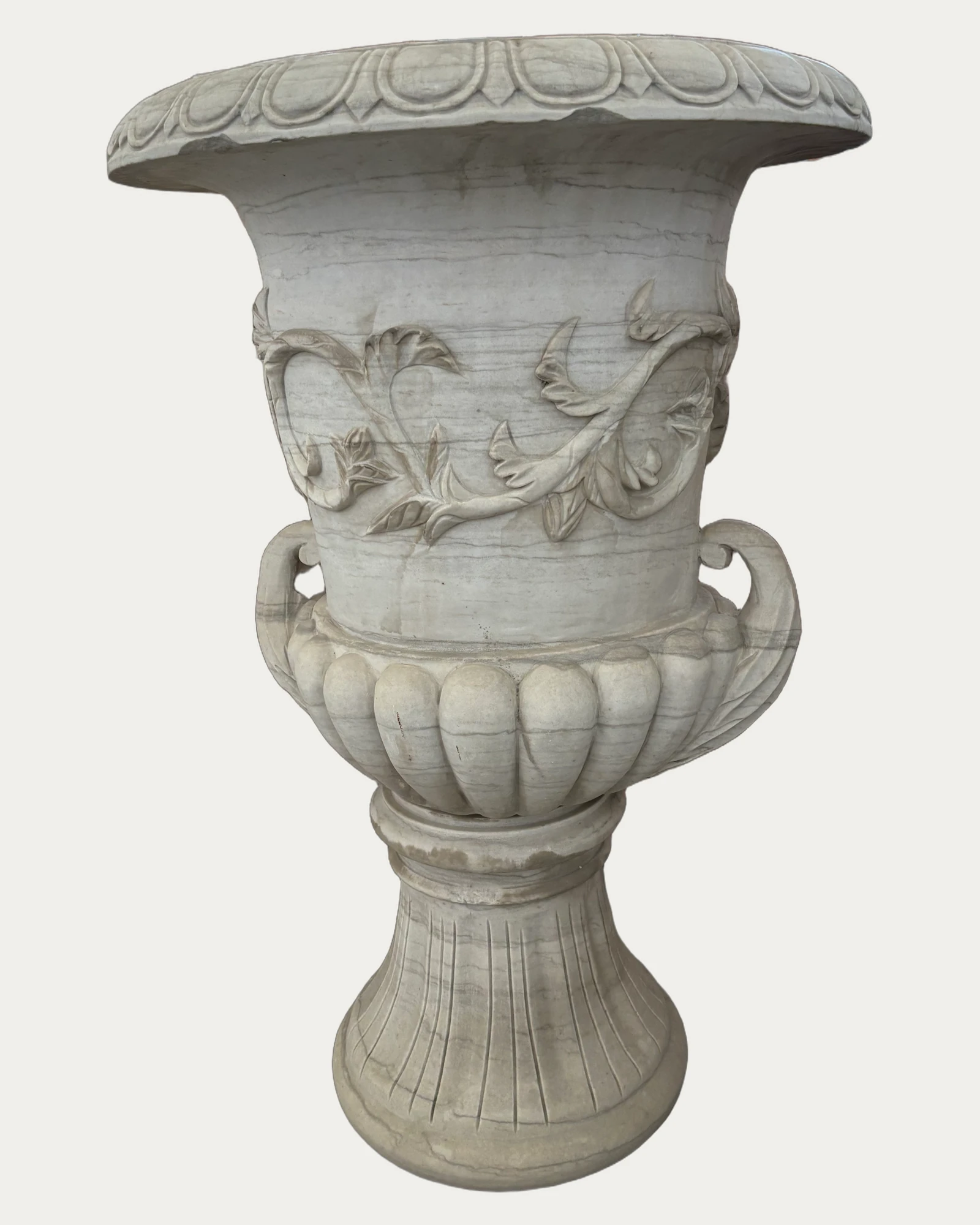 Acanthus Relief Urn Planter, front view