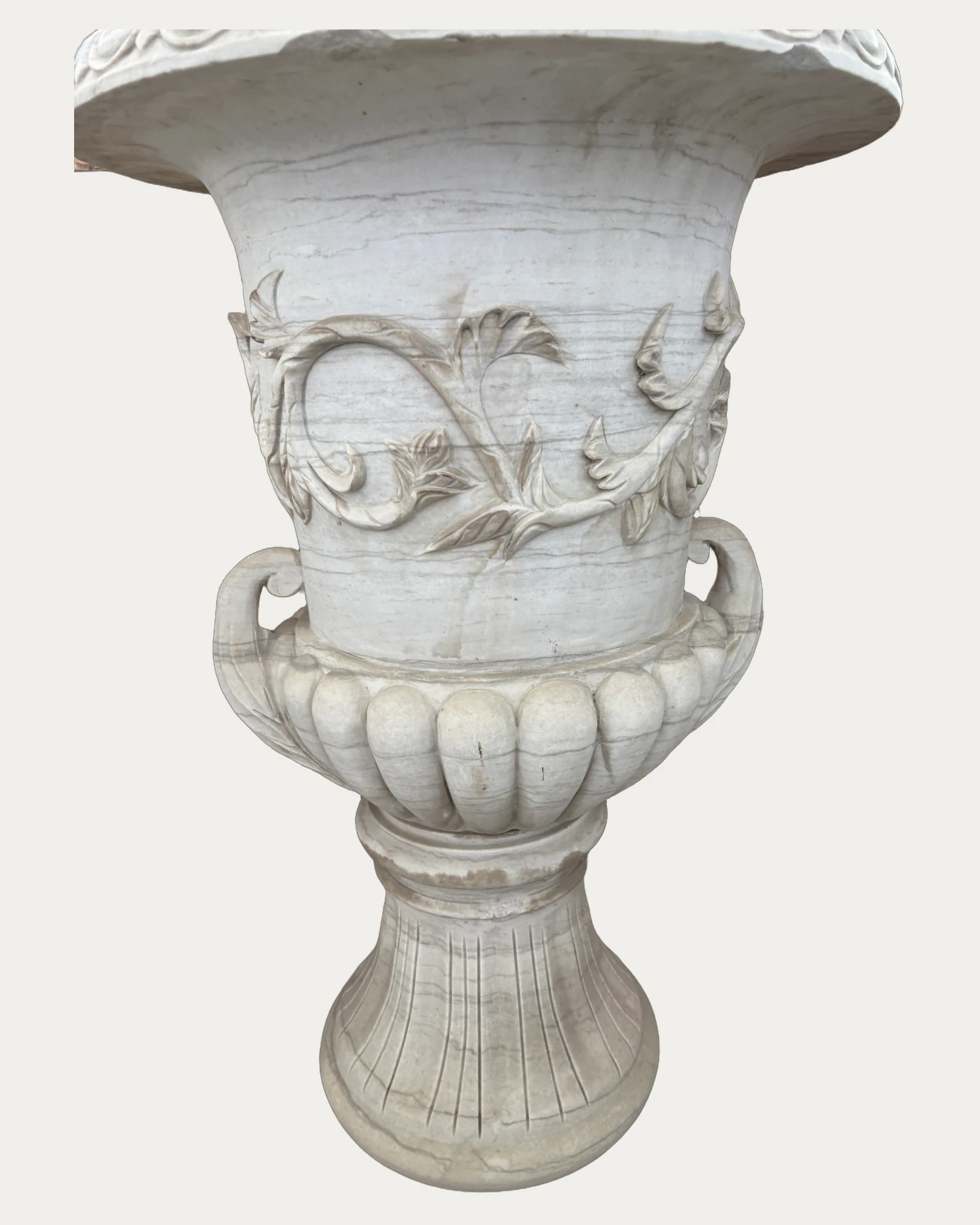 Acanthus Relief Urn Planter, carving and surface detail 2