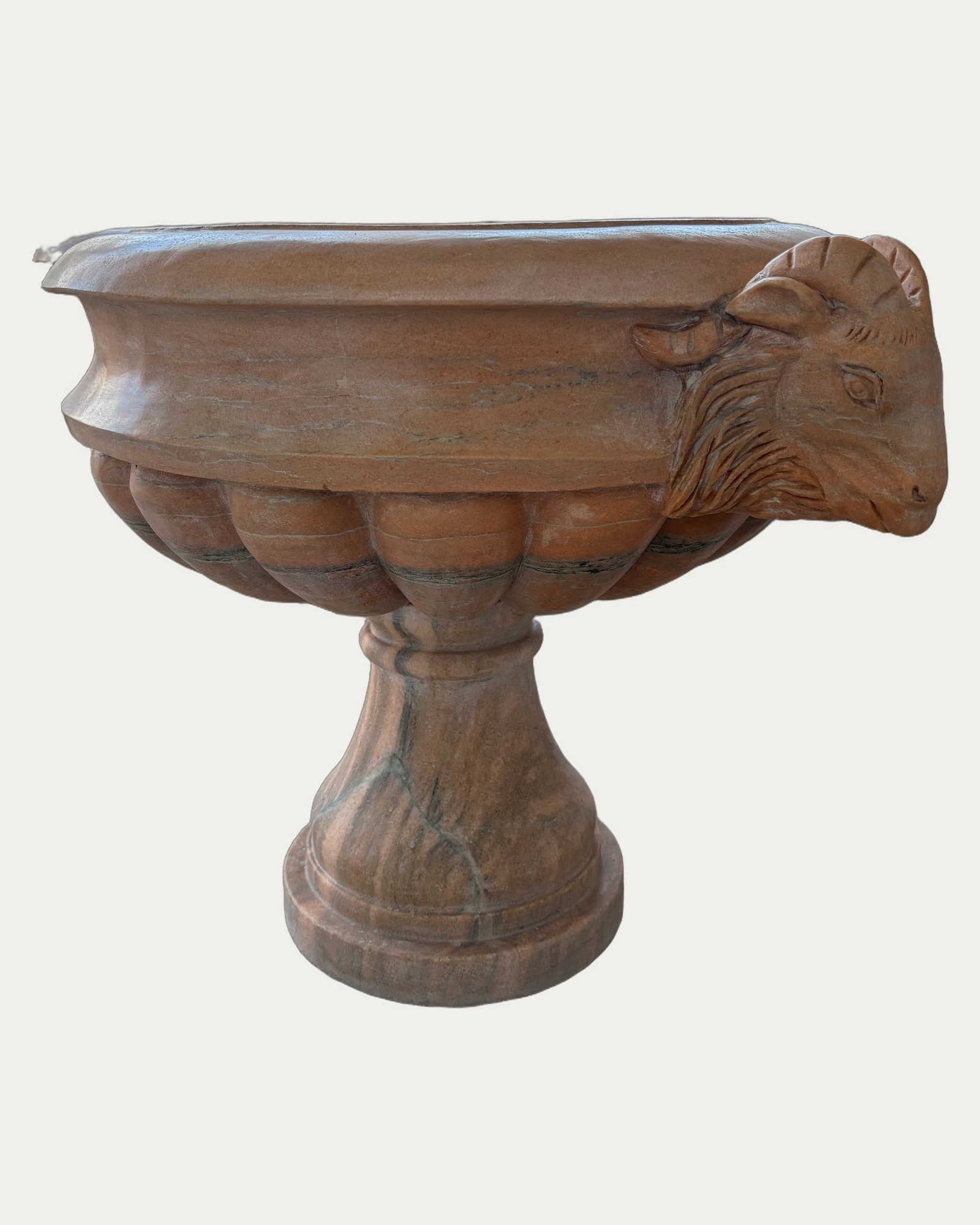 Animal Head Pedestal Bowl, side view