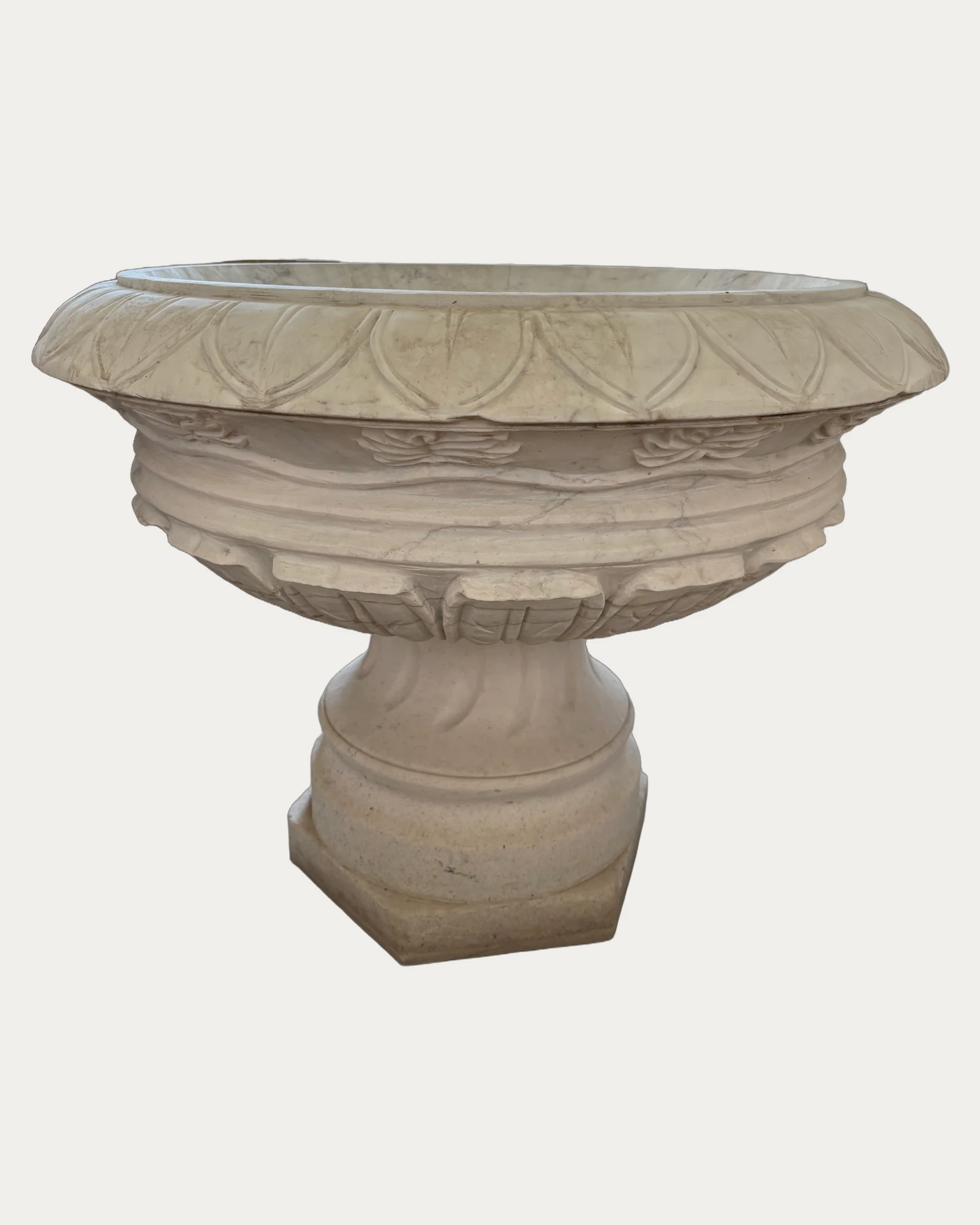 White Bowl Planter, front view