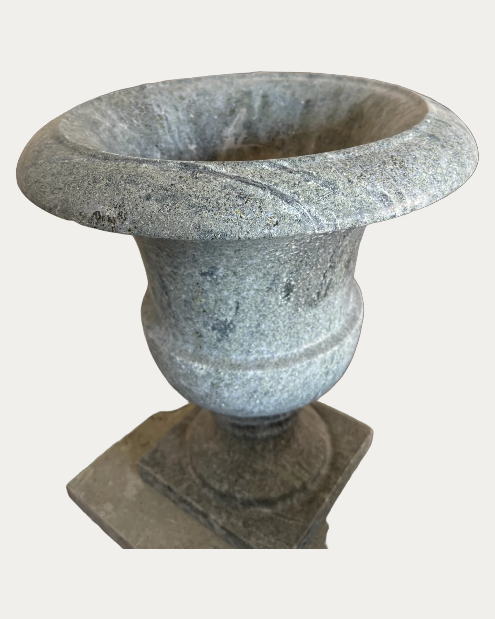 Gray Urn Planter, carving and surface detail 2