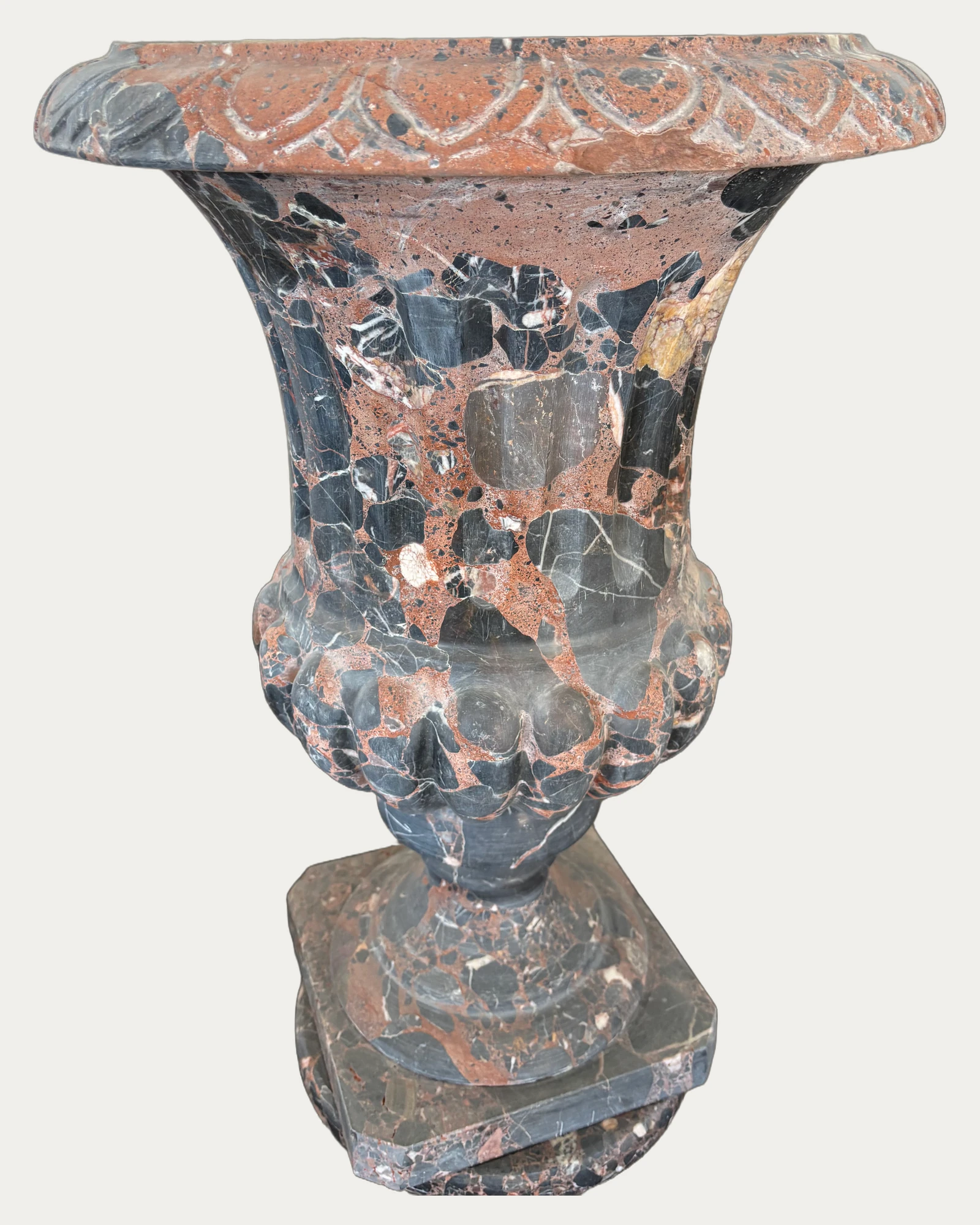 Red and Black Urn Planter, front view