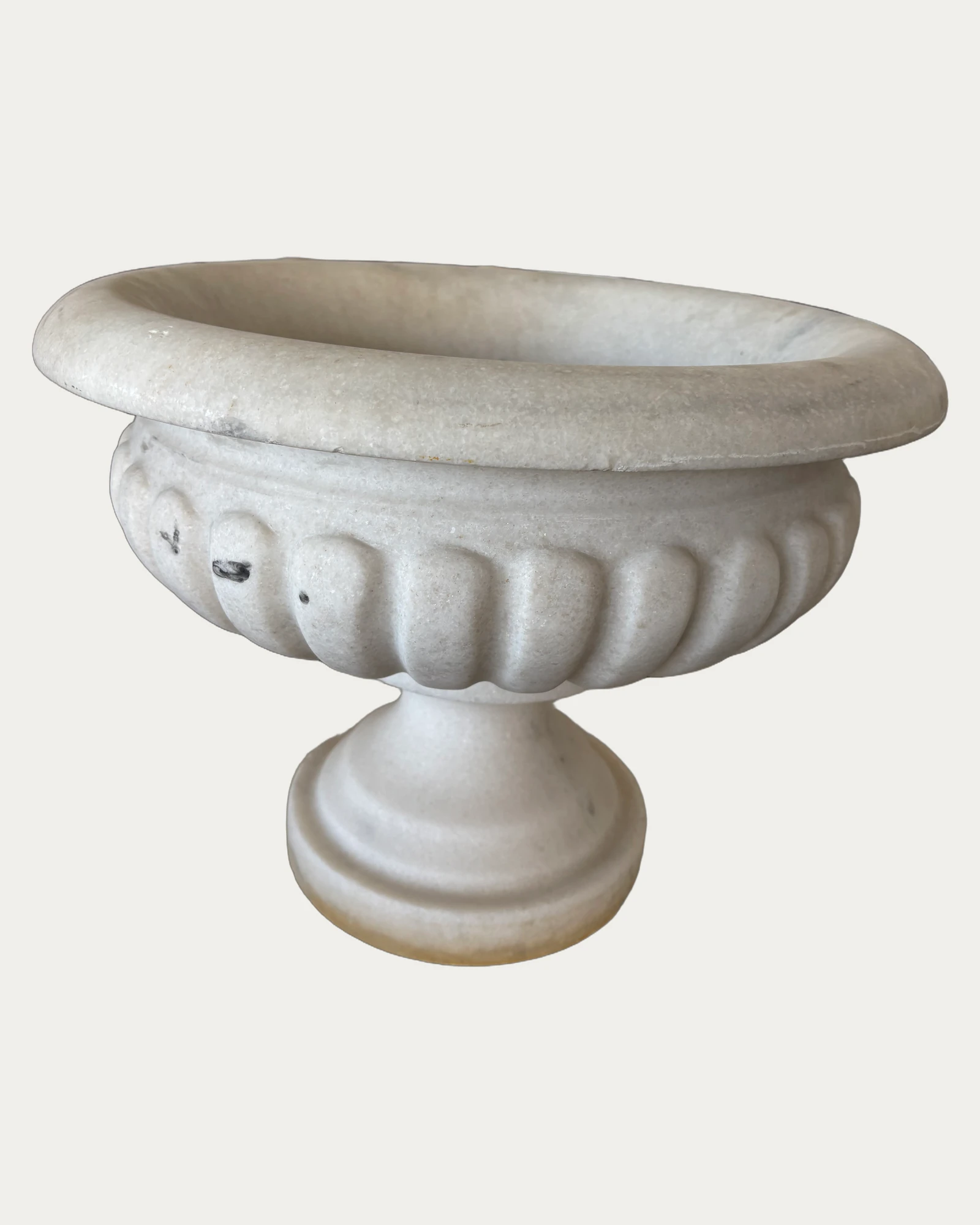 White Round Urn Planter, front view