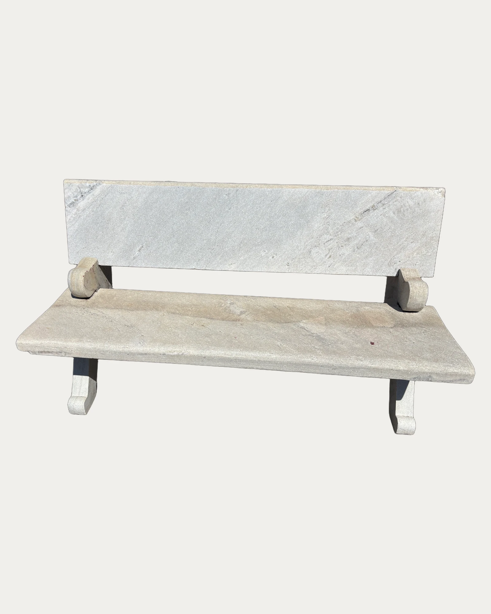 White Stone Garden Bench, front view