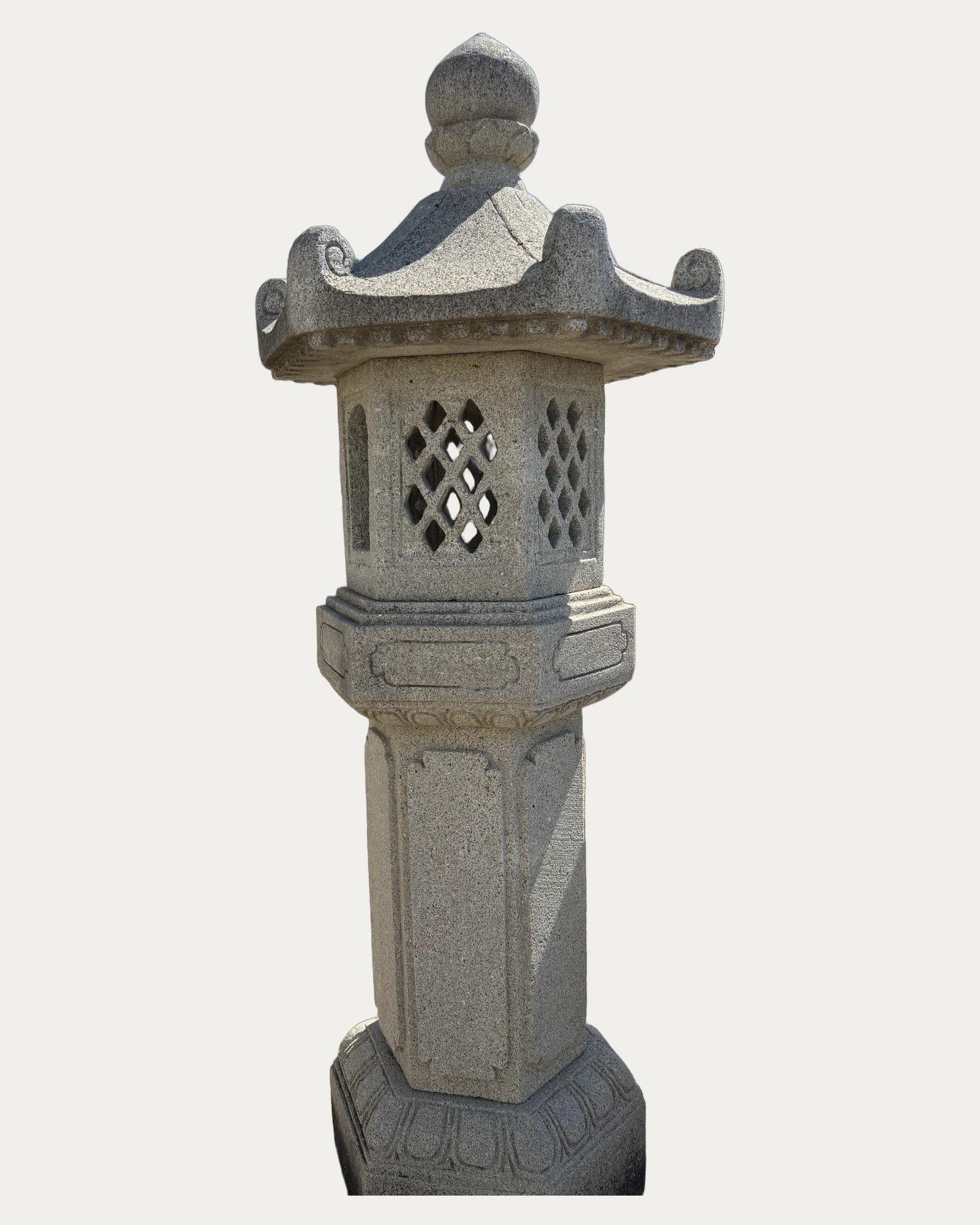 Tall Pedestal Stone Lantern, three-quarter view