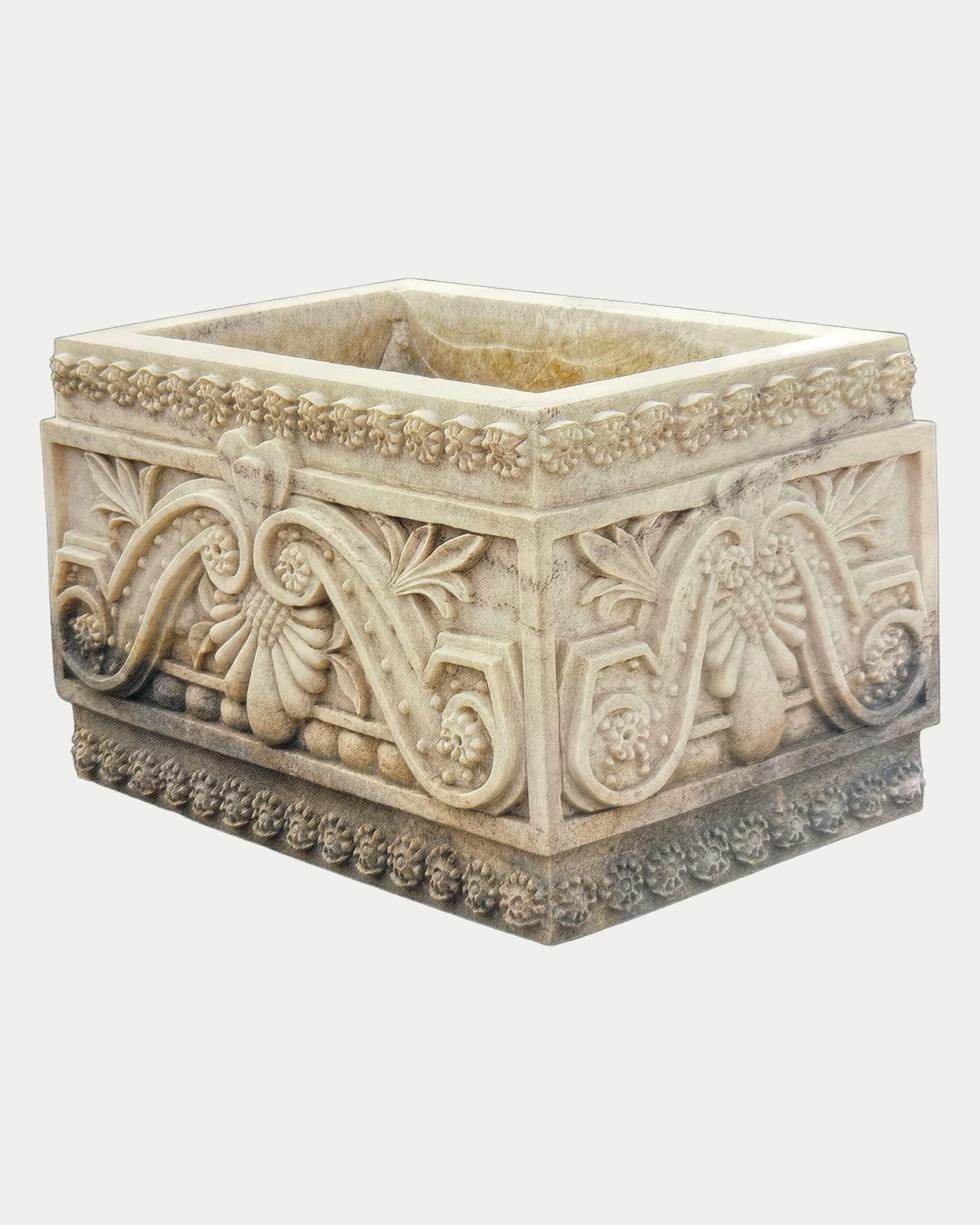 Relief Carved Square Planter PL-0033
